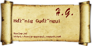 Hönig Gyöngyi névjegykártya